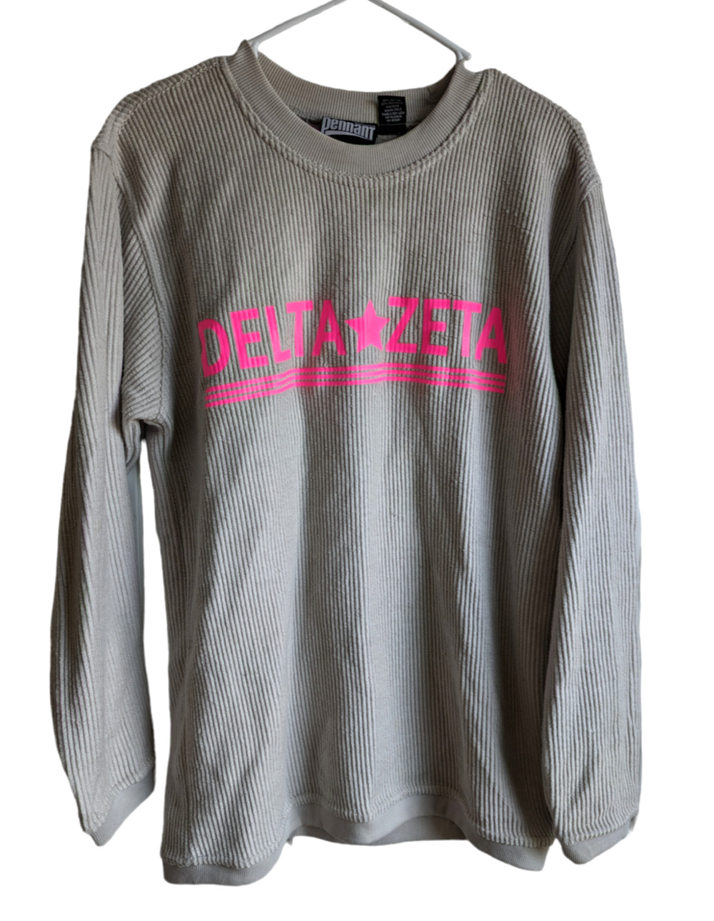 Pennant Sportswear Womens Delta Zeta College Sorority Long Sleeve Ribbed Tee Sm